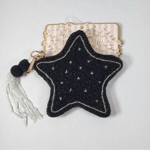 INDIA HANDMADE WANDERING MOON BLACK STAR BEADED COIN POUCH VIRAL NEW